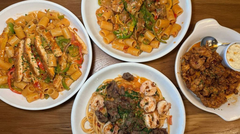 overhead shot of Calabrian chili menu at Olive Garden