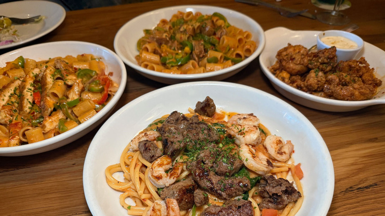 Calabrian chili dishes on table at Olive Garden