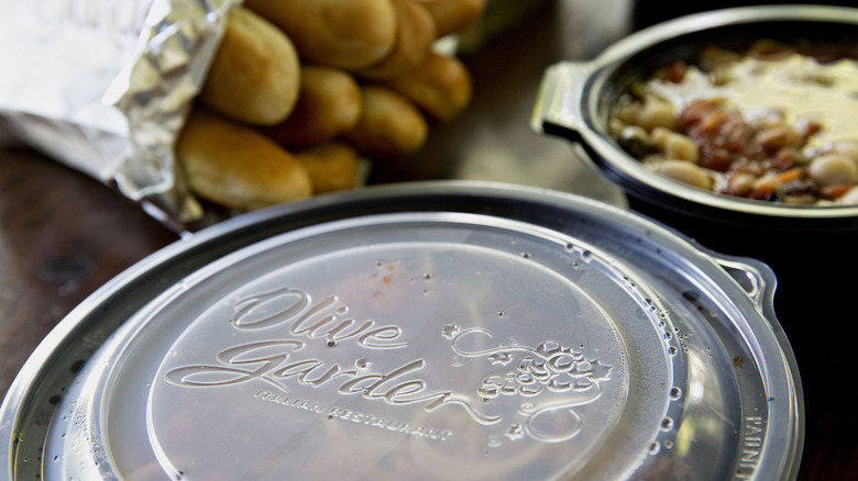 Takeout meal from Olive Garden