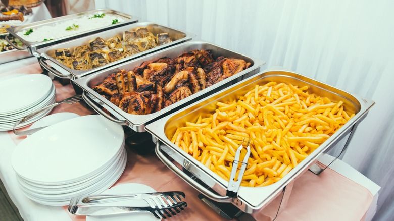 Buffet table of food