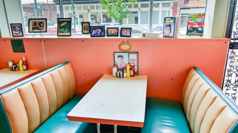 Dedicated Elvis Presley booth at The Arcade Restaurant