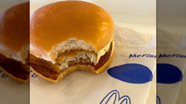 A French fillet-o-fish with a bite taken out