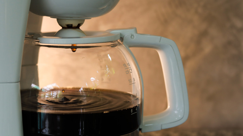 A pot of coffee being brewed