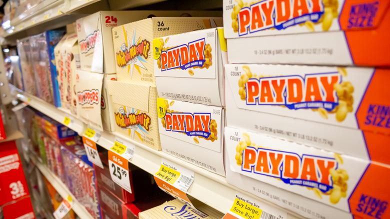 king-sized candybars on store shelf
