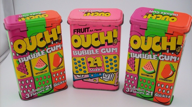 Ouch gum boxes lined up
