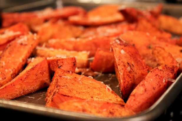 Baked Sweet Potato Fries with Parmesan and Cinnamon