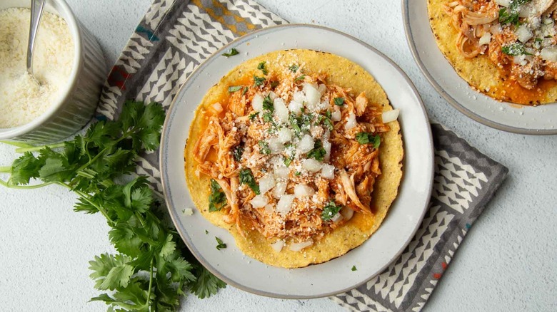 chicken tinga tostada on plate