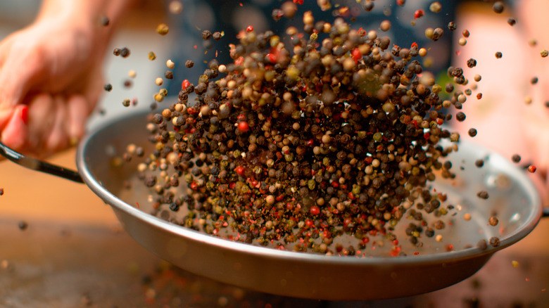 Toasting peppercorns