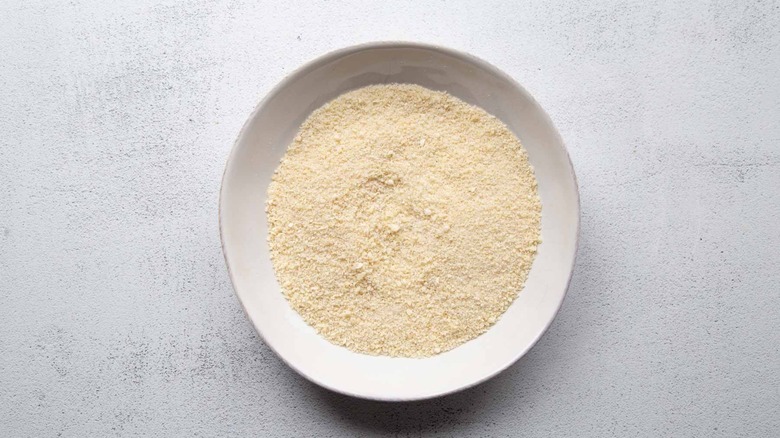 Breadcrumbs in a white bowl