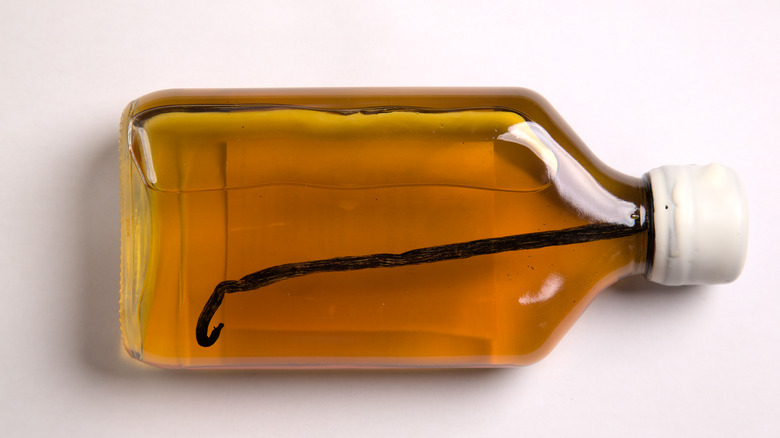 Bottle of whiskey with vanilla bean