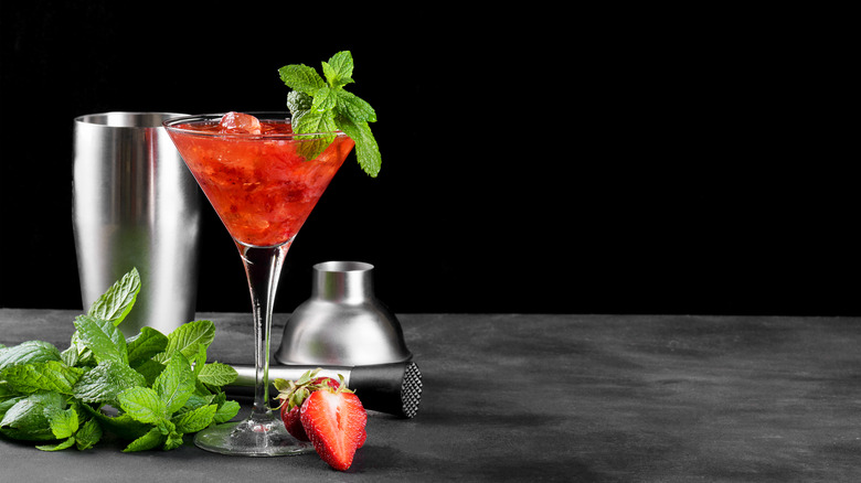 Strawberry mint infused cocktail