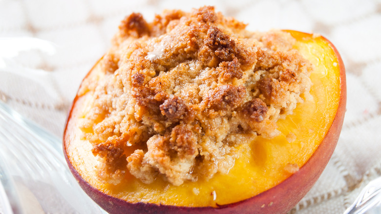 Peach topped with Amaretti biscuit