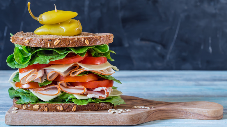 peppers on club sandwich