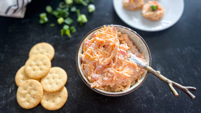 pimento cheese dip in bowl 