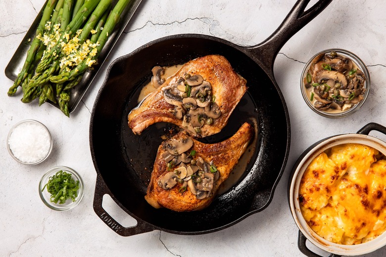 Easy Pork chops recipe with creamy mushroom sauce for Easter