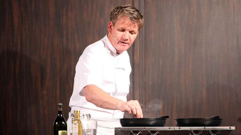 Gordon Ramsay doing a cooking demonstration