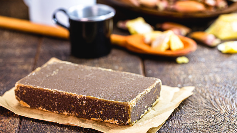 Block of Piloncillo on parchment