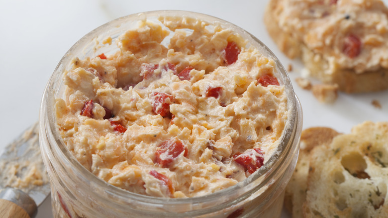 Container of pimento cheese