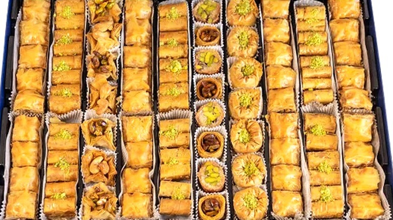 a box of assorted baklava pastries