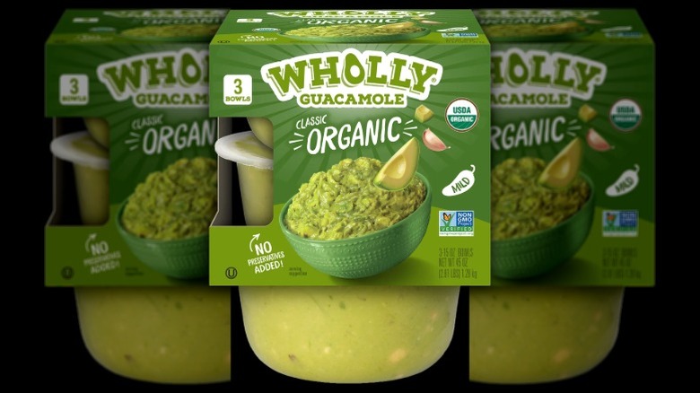 packaged tubs of Wholly Guacamole dip