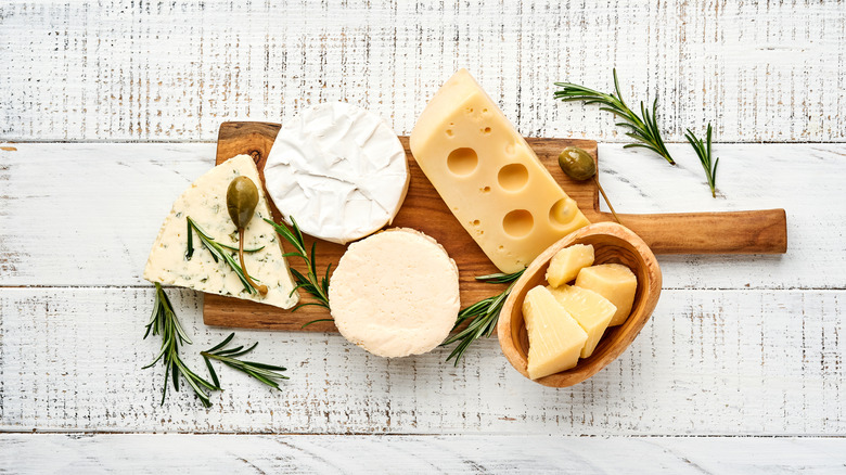Cheese on a wooden board