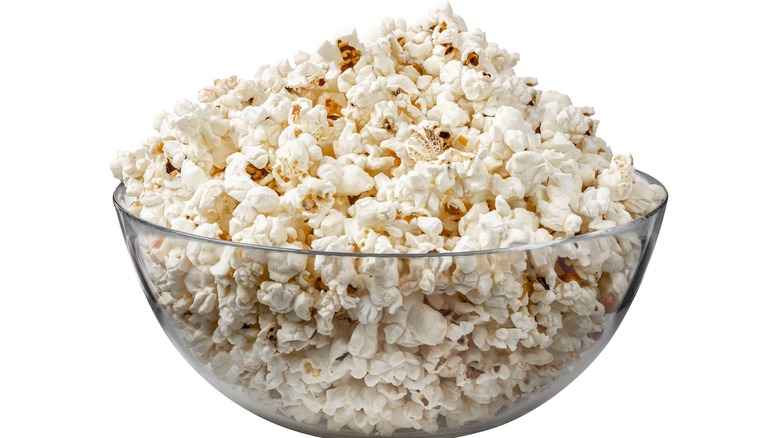 bowl of plain popped popcorn