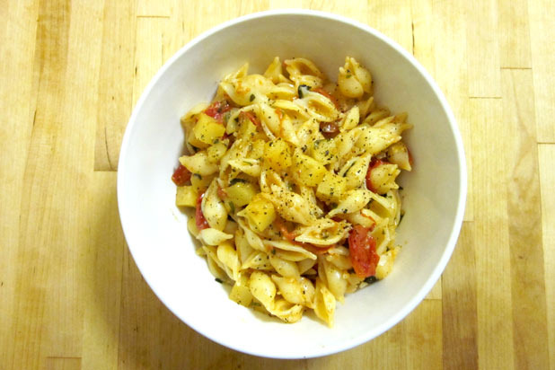 Conchigliette with Potatoes, Mint, and Grape Tomatoes
