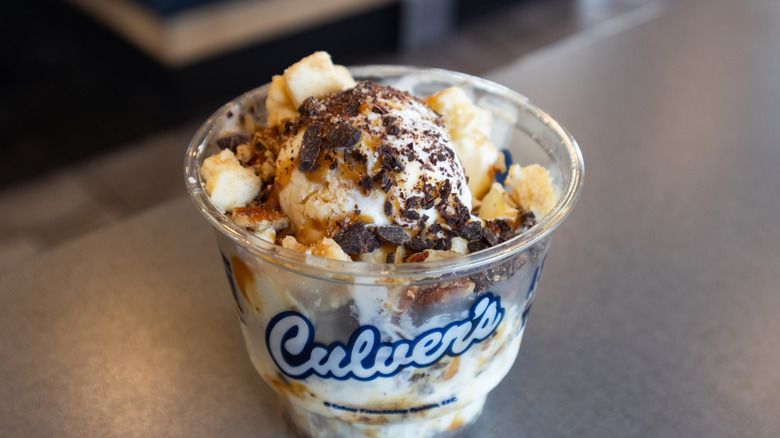 A cup of Culver's custard with toppings
