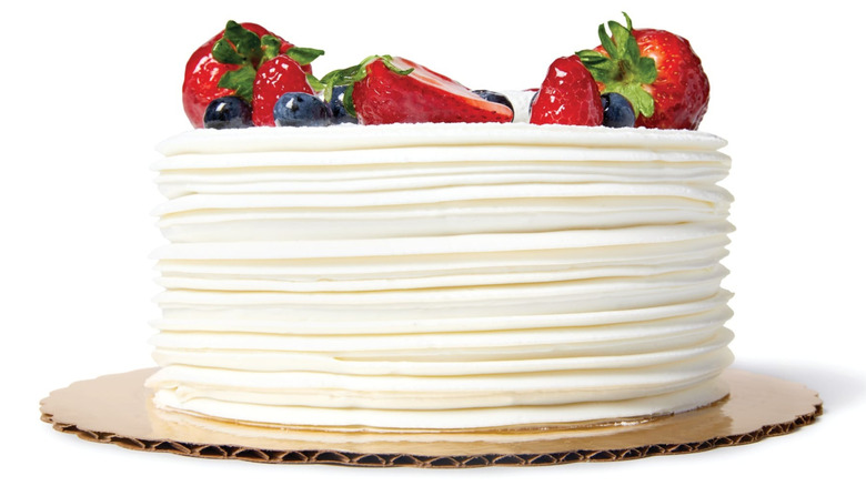 Berry Chantilly Cake from Publix on cardboard ring