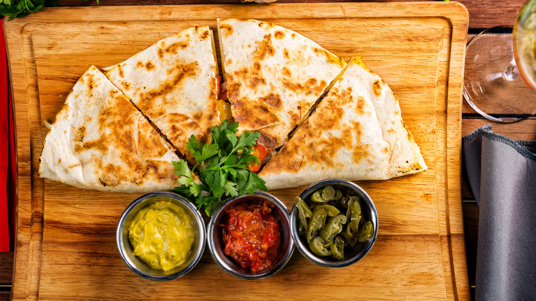 Quesadilla with sauces