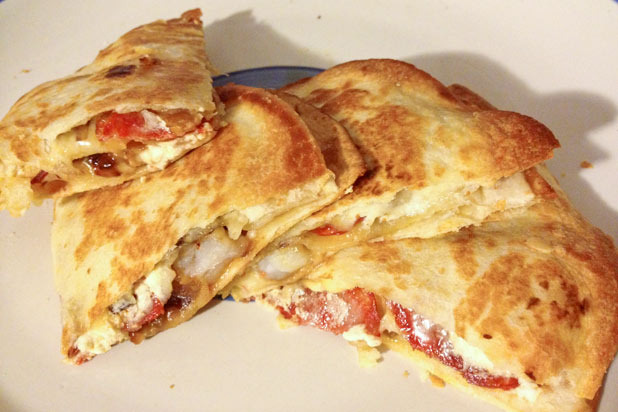 Shrimp, Chorizo, and Goat Cheese Quesadilla