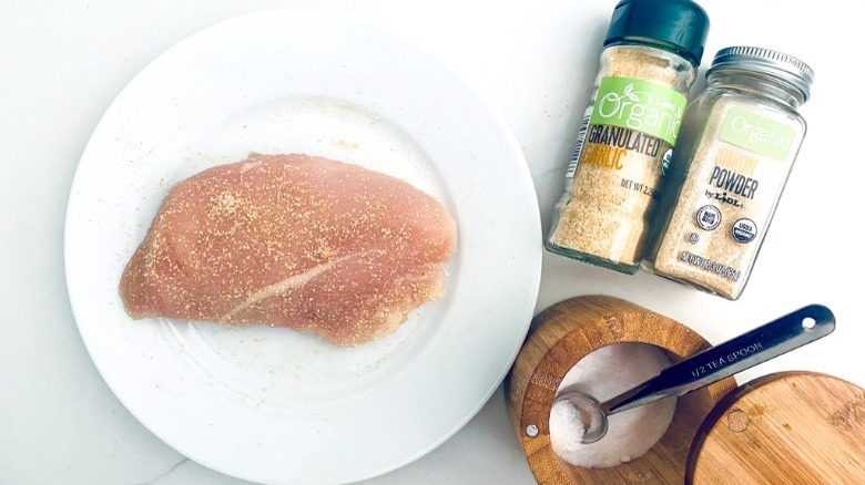seasoned raw chicken breast
