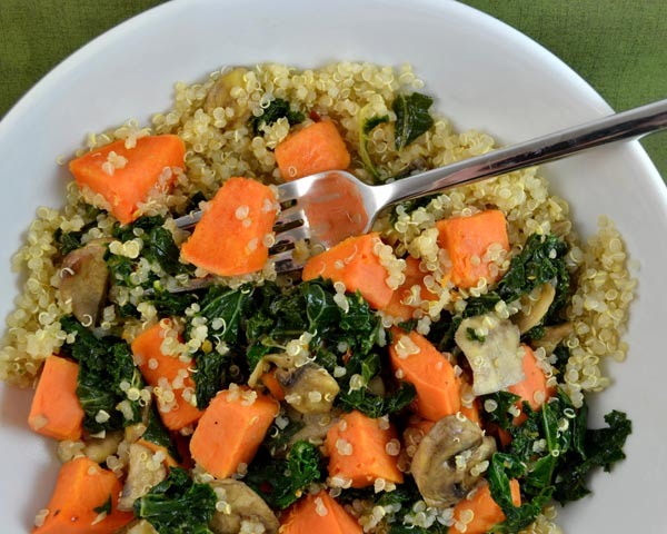 Quinoa with Candy Potatoes and Kale sweet potato kale