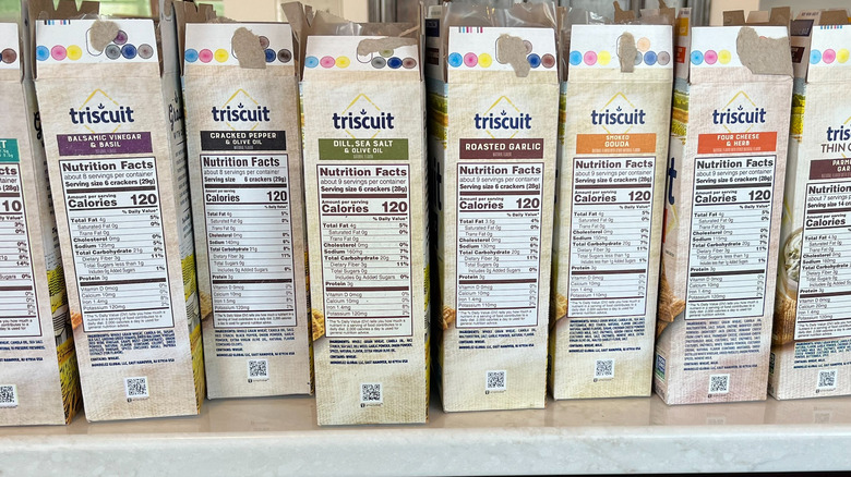 boxes of Triscuits in a row