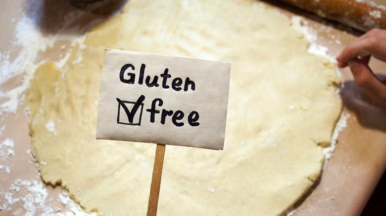 Gluten-free dough with sign