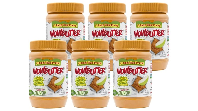 six WOWBUTTER jars