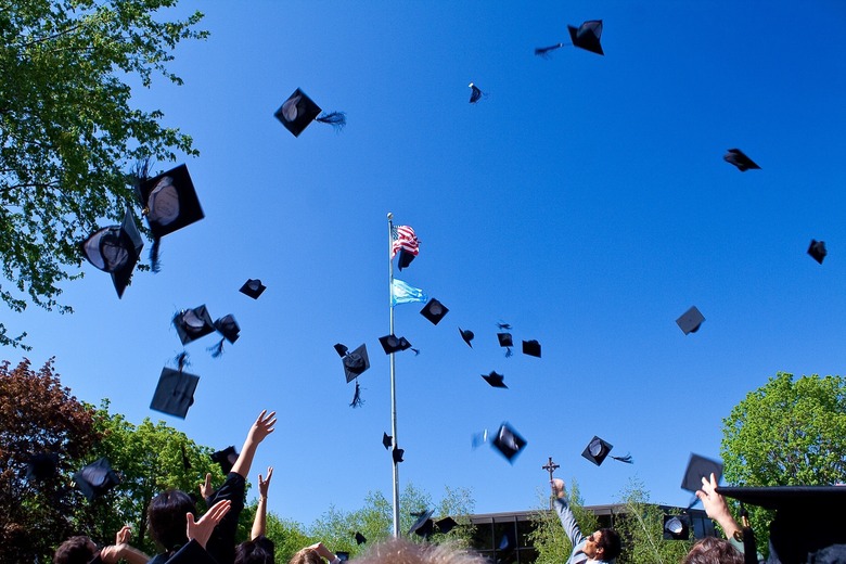graduation tossing caps
