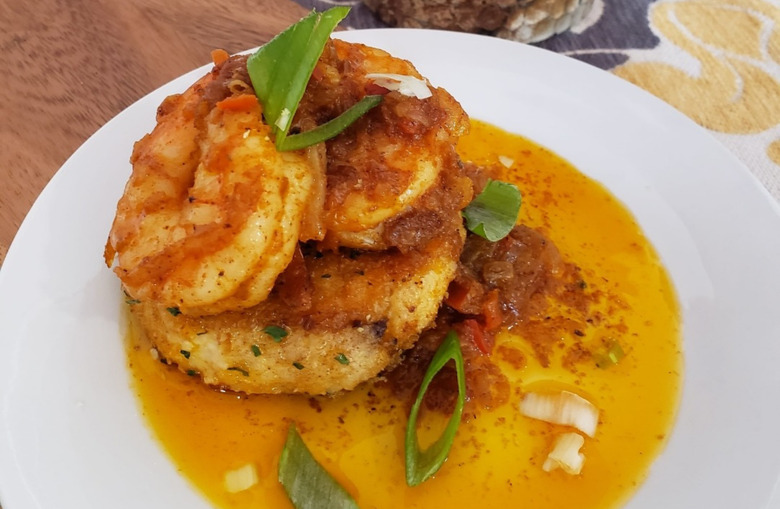 Recipe of the Day: BBQ Shrimp with Sage Sausage and Smoked Gouda Grit Cake