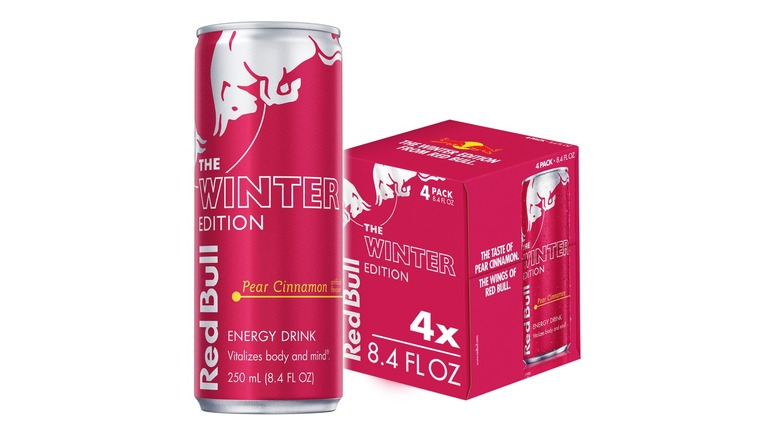 Can and case of Red Bull Winter Edition Pear Cinnamon