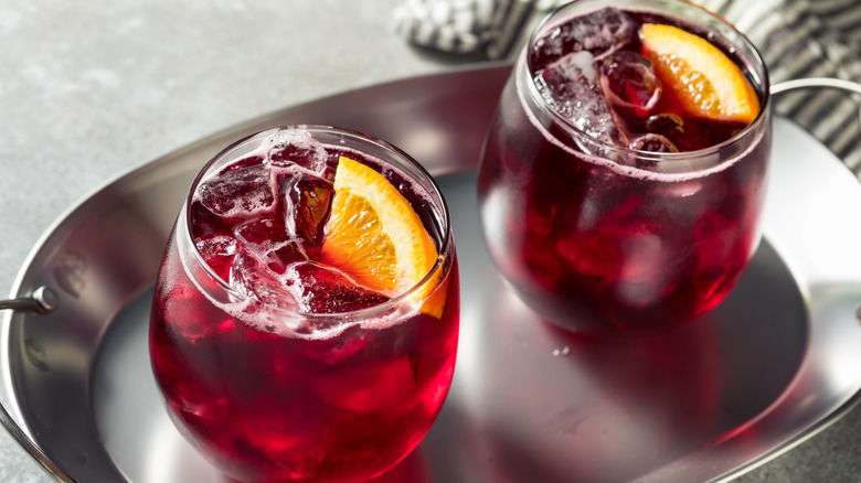 Two red wine spritzers