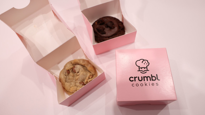 boxes of Crumbl cookies
