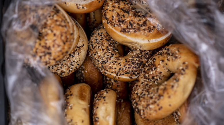 Everything bagels in a plastic bag