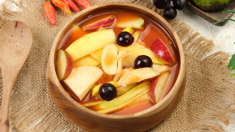 Mixed fruit pickle with pineapple and apple chunks