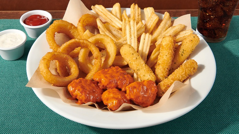 Denny's Classic Sampler on table.