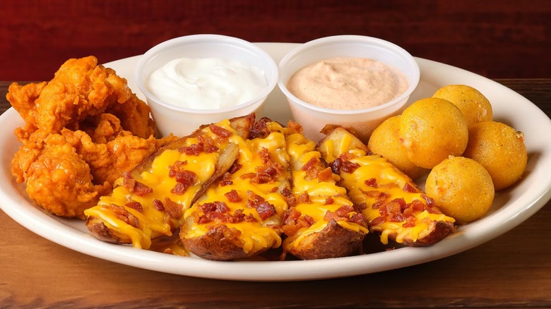 Texas Roadhouse Combo Appetizer on plate.