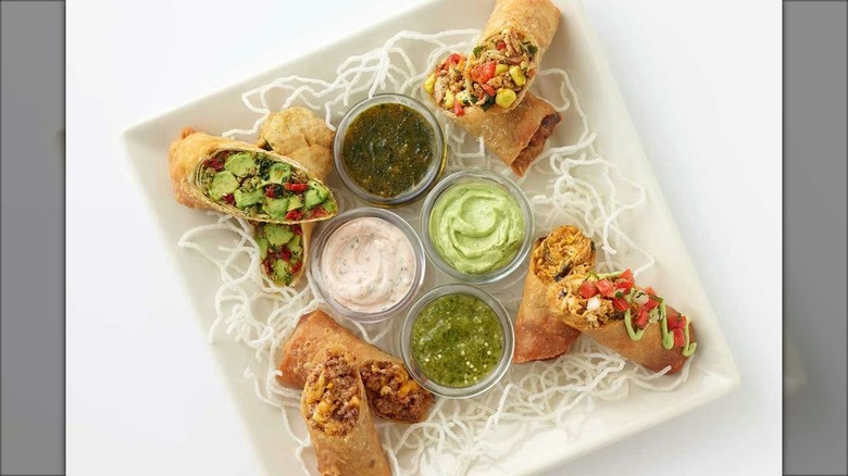 The Cheesecake Factory Eggroll Sampler on white surface.