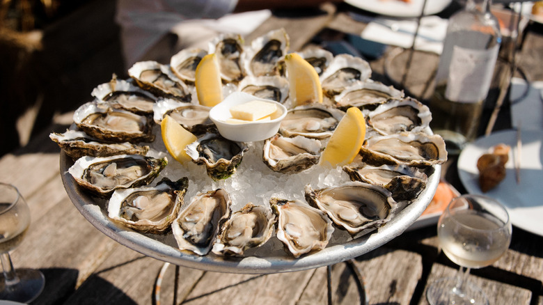 Oyster stand on table