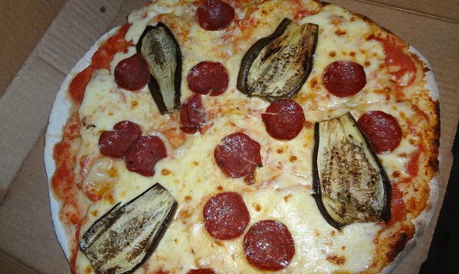 pepperoni eggplant pizza