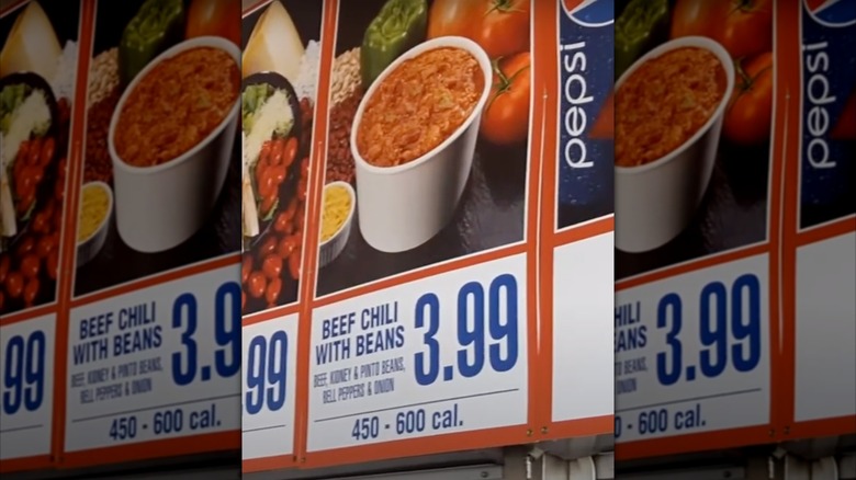 An image of Costco's Beef Chili with Beans, as displayed on its food court menu