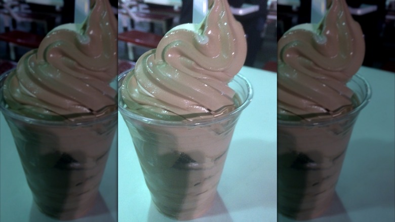 A cup of Costco chocolate frozen yogurt